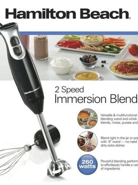 Hamilton Beach Black and Silver 2-Speed Immersion Blender with Whisk